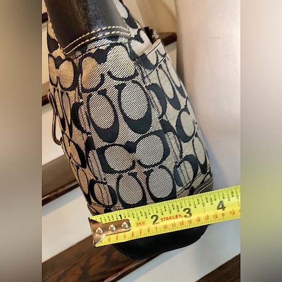 Vintage COACH Black Jacquard Signature C Top Zipper Hobo Shoulder Bag w Buckle - Picture 7 of 12